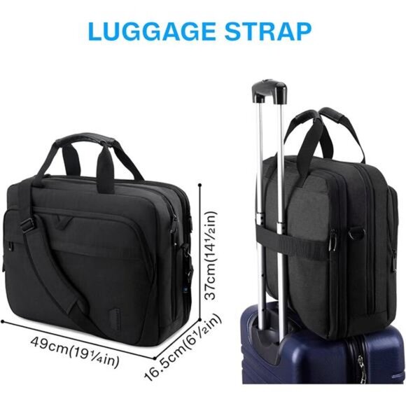 17.3 Inch Laptop Bag, Expandable Computer Bag Laptop Briefcase Men Women - Picture 5 of 7